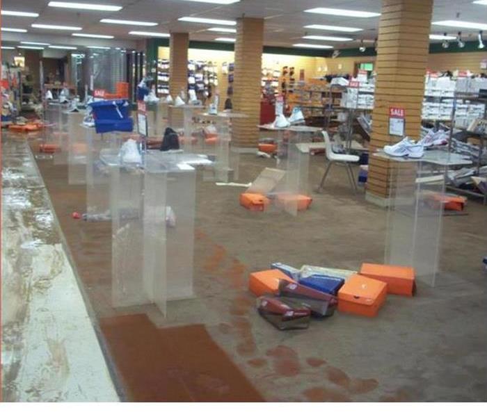 Water damage in a department store after a flood 